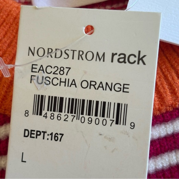 Elodie L NWT fuchsia pink orange and white striped crewneck sweater - Picture 4 of 10
